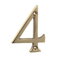 Tradco 1394PB Numeral 4 Polished Brass 75mm