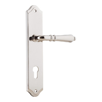 Iver Sarlat Lever Handle on Shouldered Backplate Euro Polished Nickel 14212E85