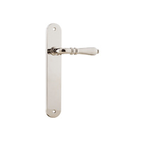 Iver Sarlat Door Lever Handle on Oval Backplate Passage Polished Nickel 14224