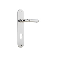 Iver Sarlat Lever Handle on Oval Backplate Euro 85mm Polished Nickel 14224E85