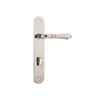 Iver Sarlat Lever Handle on Oval Backplate Privacy 85mm Polished Nickel 14224P85