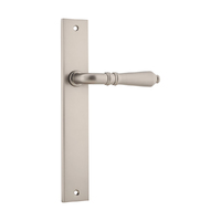 Iver Sarlat Lever Handle on Rectangular Backplate Passage Satin Nickel 14700