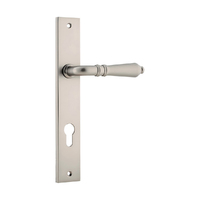 Iver Sarlat Lever Handle on Rectangular Backplate Euro Satin Nickel 14700E85