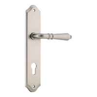 Iver Sarlat Lever Handle on Shouldered Backplate Euro Satin Nickel 14712E85 