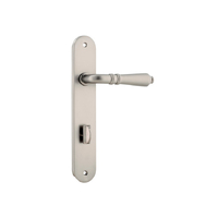 Iver Sarlat Door Lever Handle on Oval Backplate Privacy Satin Nickel 14724P85
