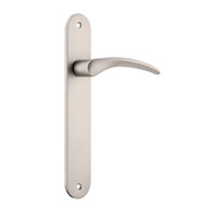 Iver Oxford Door Lever Handle on Oval Backplate Passage Satin Nickel 14728