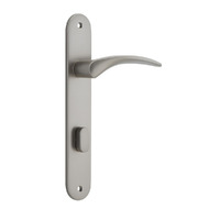 Iver Oxford Door Lever Handle on Oval Backplate Privacy Satin Nickel 14728P85