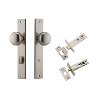 Iver Cambridge Door Knob on Rectangular Backplate Privacy Kit with Turn Satin Nickel 14822KPRIV60
