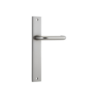 Iver Oslo Door Lever Handle on Rectangular Backplate Passage Satin Nickel 14844