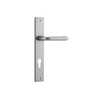 Iver Oslo Lever Handle on Rectangular Backplate Euro 85mm Satin Nickel 14844E85