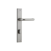 Iver Oslo Lever on Rectangular Backplate Privacy 85mm Satin Nickel 14844P85