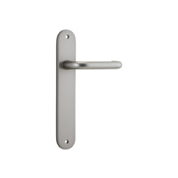 Iver Oslo Door Lever Handle on Oval Backplate Passage Satin Nickel 14846