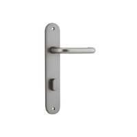 Iver Oslo Door Lever Handle on Oval Backplate Privacy 85mm Satin Nickel 14846P85