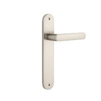 Iver Osaka Door Lever Handle on Oval Backplate Passage Satin Nickel 14864