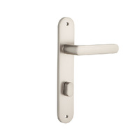 Iver Osaka Door Lever Handle on Oval Backplate Privacy Satin Nickel 14864P85