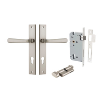 Iver Copenhagen Door Lever on Rectangular Backplate Entrance Kit Key/Thumb Satin Nickel