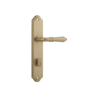 Out of Stock: ETA End August - Iver Sarlat Door Lever on Shouldered Backplate Privacy 85mm Brushed Brass 15212P85