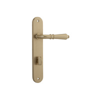 Iver Sarlat Lever Handle on Oval Backplate Privacy 85mm Brushed Brass 15224P85