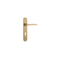 Iver Baltimore Lever Handle on Oval Backplate Euro 85mm Brushed Brass 15226E85
