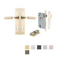 Iver Berlin Door Lever on Chamfered Backplate Entrance Kit Key/Key - Available in Various Finishes
