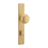 Iver Cambridge Door Knob on Rectangular Backplate Privacy Brushed Brass 15322P85