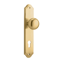 Iver Cambridge Door Knob on Shouldered Backplate Euro Brushed Brass 15328E85