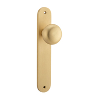 Iver Cambridge Door Knob on Oval Backplate Passage Brushed Brass 15334