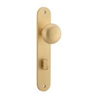 Iver Cambridge Door Knob on Oval Backplate Privacy Brushed Brass 15334P85