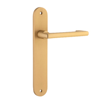 Iver Baltimore Return Lever Handle on Oval Backplate Passage Brushed Brass 15352