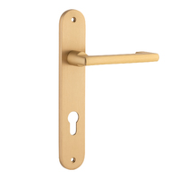 Iver Baltimore Return Lever Handle on Oval Backplate Euro Brushed Brass 15352E85