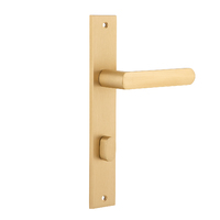 Iver Osaka Lever Handle on Rectangular Backplate Privacy Brushed Brass 15360P85