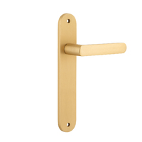 Iver Osaka Door Lever Handle on Oval Backplate Passage Brushed Brass 15364