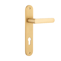 Iver Osaka Door Lever on Oval Backplate Euro Brushed Brass 15364E85