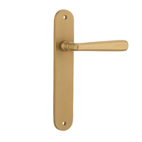 Iver Copenhagen Door Lever Handle on Oval Backplate Passage Brushed Brass 15376