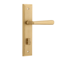 Iver Copenhagen Lever Handle on Stepped Backplate Privacy Brushed Brass 15378P85