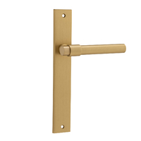 Iver Helsinki Lever Handle on Rectangular Backplate Passage Brushed Brass 15396