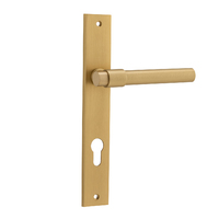 Iver Helsinki Lever Handle on Rectangular Backplate Euro Brushed Brass 15396E85