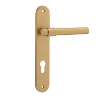 Iver Helsinki Door Lever Handle on Oval Backplate Euro Brushed Brass 15400E85