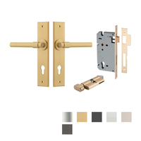 Iver Helsinki Door Lever on Chamfered Backplate Entrance Kit Key/Thumb - Available in Various Finishes