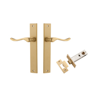Iver Stirling Door Lever Handle on Rectangular Backplate Passage Kit Brushed Brass 15420KPASS60