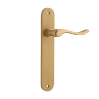 Iver Stirling Door Lever Handle on Oval Backplate Passage Brushed Brass 15424