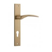 Iver Oxford Lever on Rectangular Backplate Euro 85mm Brushed Brass 15704E85