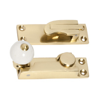 Tradco 1604PB Sash Fastener Porcelain Ball Polished Brass 