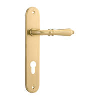 Iver Sarlat Door Lever on Oval Backplate Euro Brushed Gold PVD 16224E85