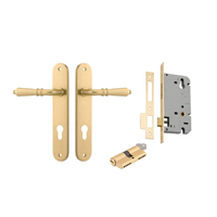 Iver Sarlat Door Lever Handle on Oval Backplate Entrance Kit Key/Key Brushed Gold PVD 16224KENTR60KK