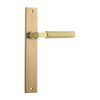 Iver Brunswick Door Lever on Rectangular Backplate Passage Brushed Gold PVD 16252