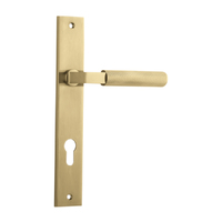 Iver Brunswick Door Lever on Rectangular Backplate Euro Brushed Gold PVD 16252E85