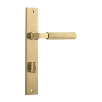 Iver Brunswick Door Lever on Rectangular Backplate Privacy Brushed Gold PVD 16252P85