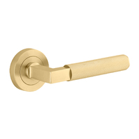 Iver Brunswick Door Lever Handle on Round Rose Passage Brushed Gold PVD 16261