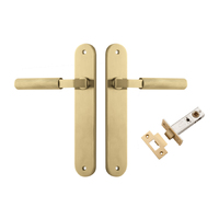 Iver Brunswick Door Lever Handle on Oval Backplate Passage Kit Brushed Gold PVD 16268KPASS60